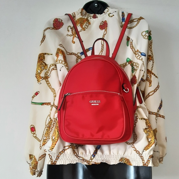 Guess Red Nylon Backpack "Rock Beat" - Picture 1 of 8